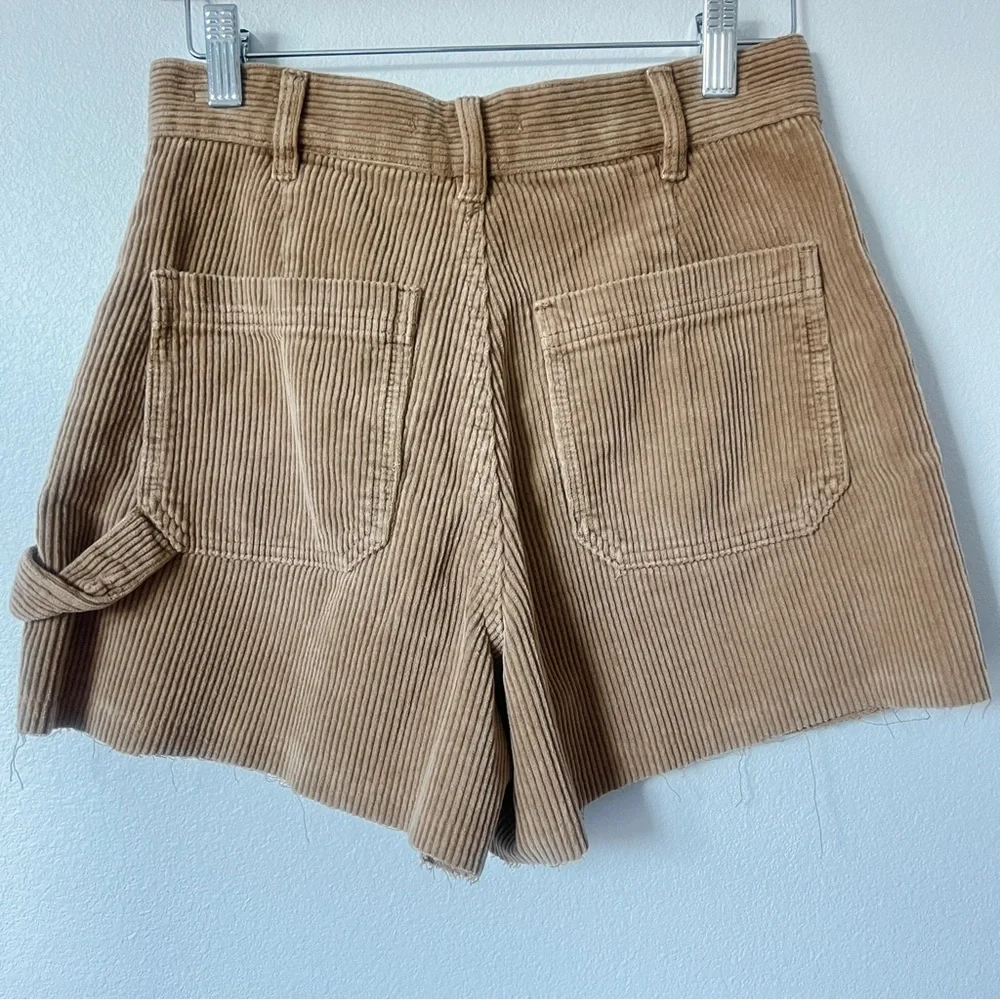 High-Rise Corduroy Utility Shorts in Taupe